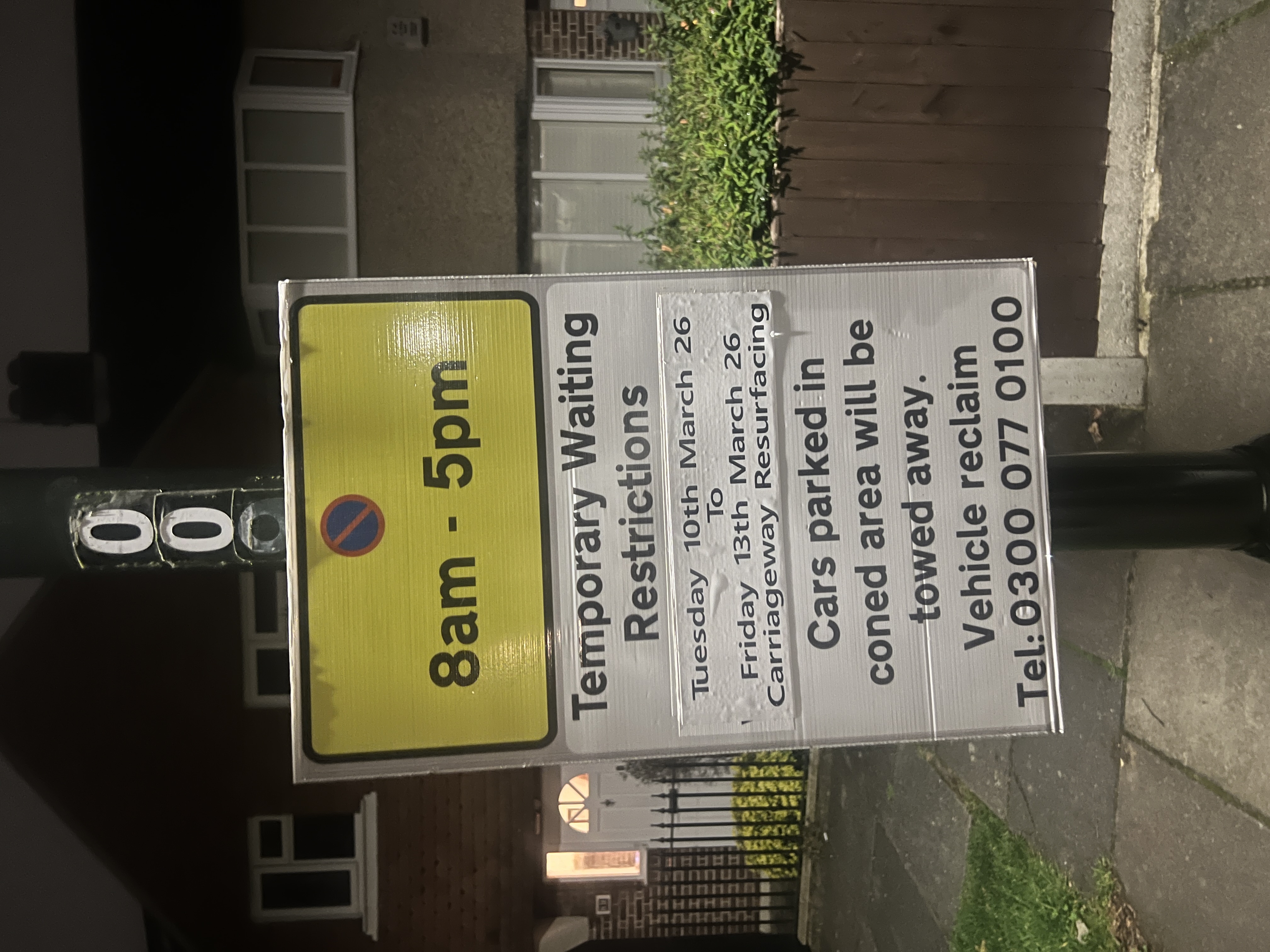 Advance warning signage for Fulwell Park Avenue carriageway resurfacing works